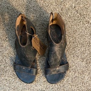 Brand new charcoal metallic sandals